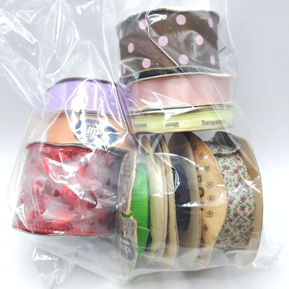 Vintage Ribbon Lot 10 Rolls Mixed Floral Polka Dot Sheer Satin Grosgrain Destash